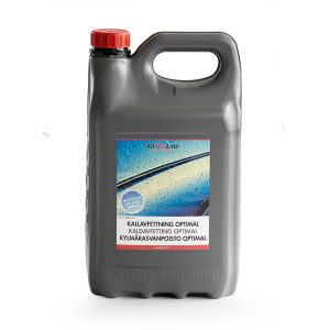 Kallavfettning Optimal 5L dunk med röd kork visas. Avlägsnar effektivt fett och smuts från fordonets ytor. Perfekt för bilvård och underhåll året runt.